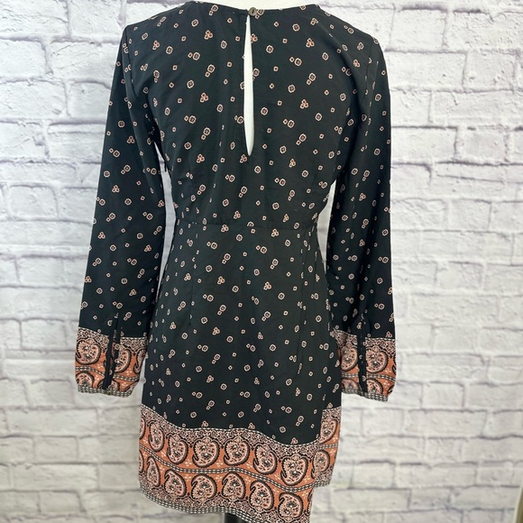 Abercrombie & Fitch Black & Rust Floral Border Print Mini Dress – S - Picture 5 of 14